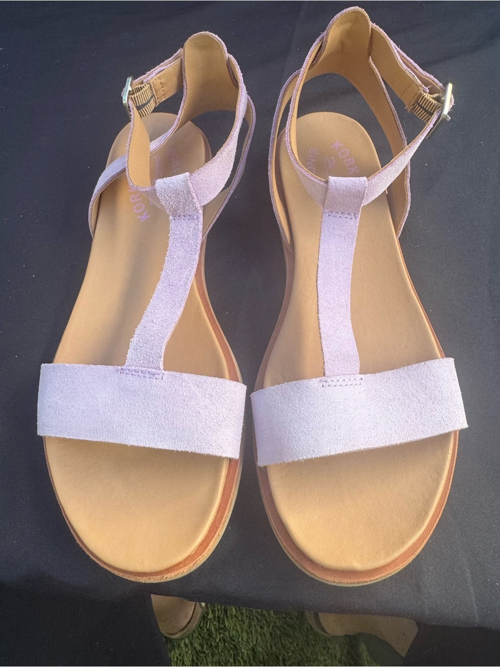 KORS Michael Kors Light Lavender T-Strap Suede Sandals